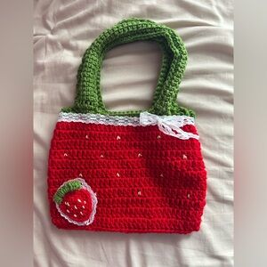 Cute strawberry crochet purse
